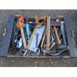 Quantity of hand tools including saws, set squares hammers etc