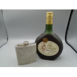 Bottle of Lou Flouret armagnac liqueur plus hip flask
