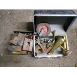 Tools including bench vice and brass items etc