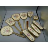 Vintage vanity dressing table sets to include tray, mirrors, brushes and trinket box with