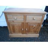 Pine cupboard with 2 doors and 2 drawers H114cm W76cm D45cm
