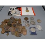 Coinage- to include 1889 Victoria crown, mixed copper inc George v, five pound coin, some silver
