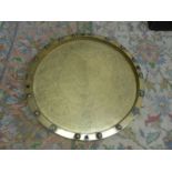 Large engraved brass plate D54cm approx