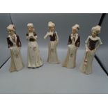 set of 5 ladies in brown and cream