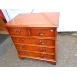 Cherry veneered small 2 over 3 chest of drawers H79cm W75cm D47cm