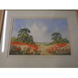 Austin R Pearce watercolour of poppies, Angela Fielder limited edition print 72/250 'Poppies on