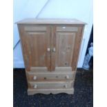 Pine cupboard with 2 doors and 2 drawers H114cm W76cm D45cm