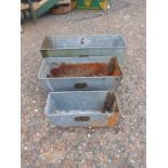 3 galvanised garden planters