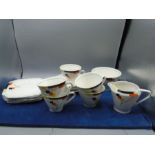 Royal Falcon ware J H Weatherby & Son art deco style part tea set includes 6 side plates, 6 saucers,