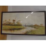 H. Storie a local artists watercolour of a Norfolk windmill