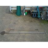 11ft dyke/trench digging spade and other vintage garden tools including spades, post borer, cart