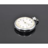 White metal pocket watch, white enamel dial with Roman and Arabic numerals and subsidiary seconds