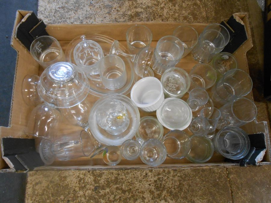 Stillage containing mostly kitchenalia including pots and pans, china, glass and plastic storage - Image 15 of 27