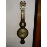 Antique wheel barometer with scroll pediment circa 1850