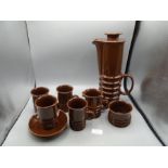 Carlton Ware brown coffee service complete to incl coffee pot, 4 mugs and saucers, jug and sugar
