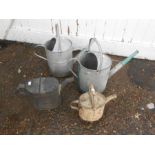 4 galvanised watering cans