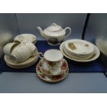Palissy part tea set, country roses trio and fruit bowl and dishes