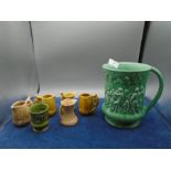 6 Sylvac miniature jugs/vases incl numbers 1993, 476, 4784, 475, 1993 x2 plus large Sylvac green jug