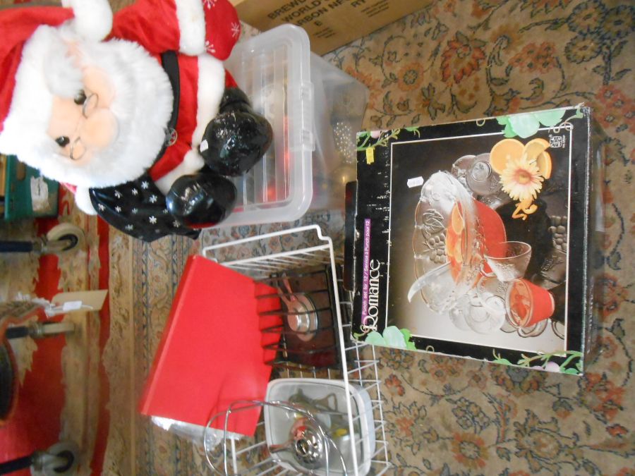 Stillage containing household items including china and glass, Christmas decorations, dvd's and - Image 8 of 12