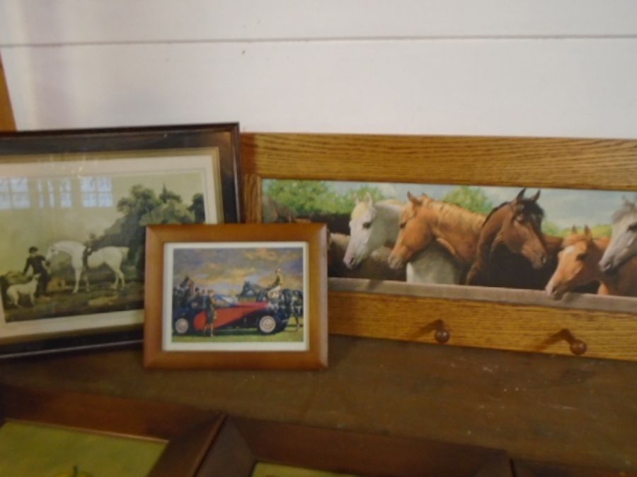 A job lot of framed pictures and prints and a horse picture peg rail - Image 5 of 9