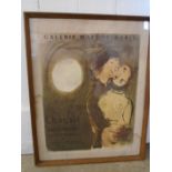 After Marc Chagall (1887-1985) couple en ocre 1952 Poster for Galarie maeght Paris. Framed and