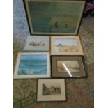 Etchings, paintings and prints all relating to boats/ the sea