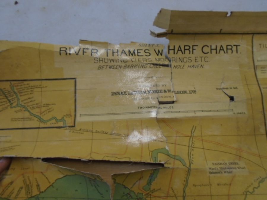 Naval related ephemera -River Thames Wharf chart Tilbury docks to Hole Haven vintage map, as - Image 4 of 7