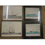 4 prints of tall sail ships