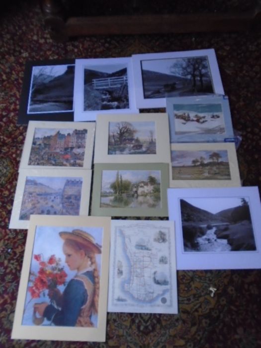 quantity of mounted prints