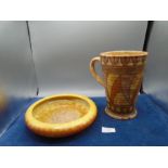 Charlotte Rhead Burleigh Ware jug in the Florentine design 4752 plus Empire ivory ware bowl