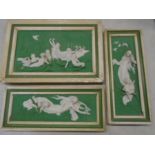 3 Jasperware 'Dredon' green plaques circa 1900