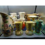 Collection of vintage jugs to incl Brentleigh, Delcroft, Wedgwood, Crown Devon, Tams ware etc a/f