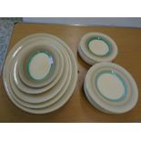Susie Cooper Crown Works Burslem serving platters x6 largest approx 47cm plus dinner plates x9 and