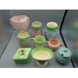 Sylvac collection of coloured pots, vases etc to incl 682, 684, 2491, 1903, 1581, 2706 etc (9)