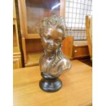 Resin bust of a woman in a bronzed shade