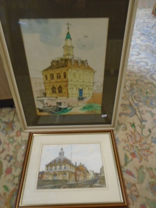 L. Gutteridge painting of Kings Lynn's Custom house, plus a print of the same building - Image 2 of 5