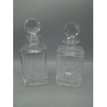 2 cut glass whiskey decanters