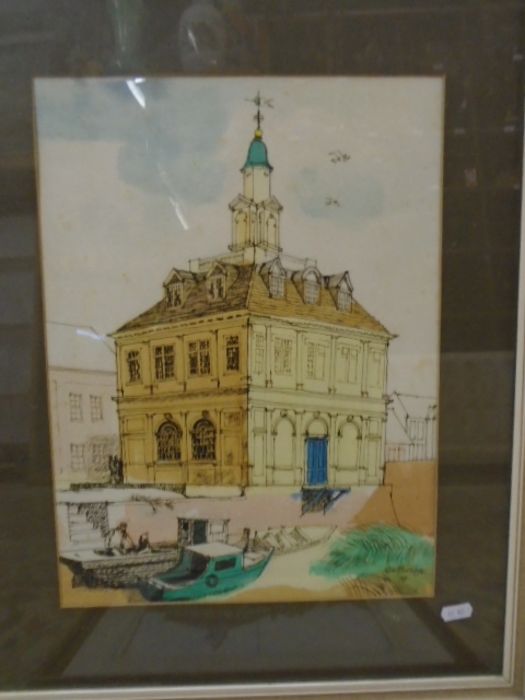 L. Gutteridge painting of Kings Lynn's Custom house, plus a print of the same building