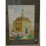 L. Gutteridge painting of Kings Lynn's Custom house, plus a print of the same building