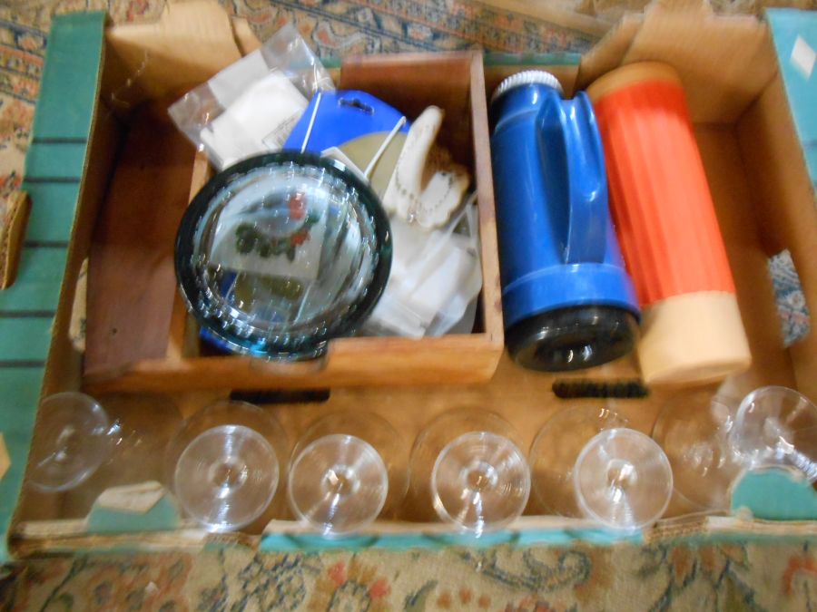 Stillage containing household items including china and glass, Christmas decorations, dvd's and - Image 6 of 12