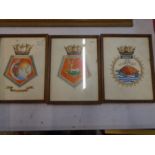 set of 3 hand drawn coats of arms 6.5x8"