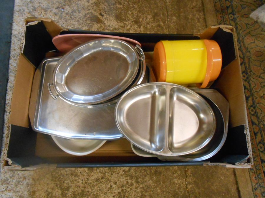 Stillage containing mostly kitchenalia including pots and pans, china, glass and plastic storage - Image 14 of 27