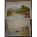 M.B Oswald oil on board 'Viareggio' and 'in the Trossachs'