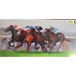 After Roger Heaton Creative Canvas Limited Edition Print race horses 122cm x 51cm