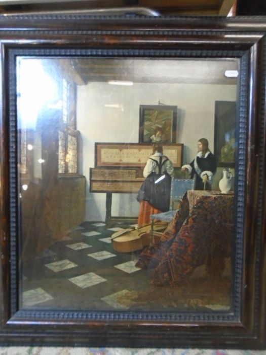 After Vermeer 'The music lesson' in a tortoishell pattern frame