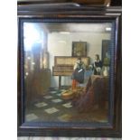 After Vermeer 'The music lesson' in a tortoishell pattern frame