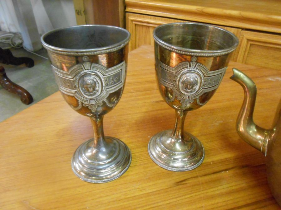 A pair of silver plated goblets by Meridan Brit' company
