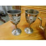 A pair of silver plated goblets by Meridan Brit' company