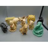 Sylvac collection of animals etc to incl rabbit, owl moneybox 5106, donkey and cart 3138, dog