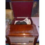HMV retro record player, cased, with seperate speaker
